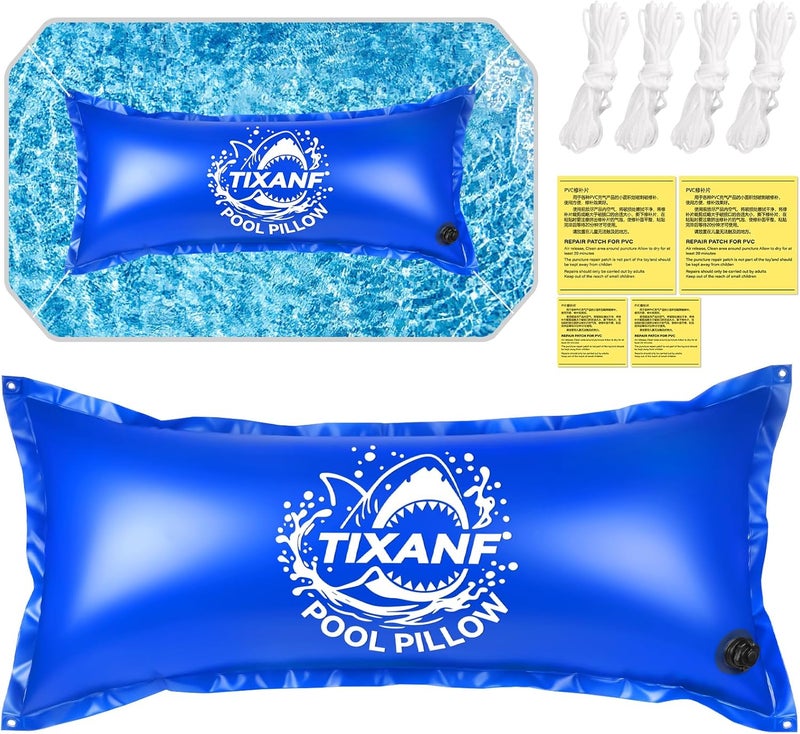 TIXANF 4 x 8Ft Winter Pool Pillow, Thickened Flexible and 0.8mm Double-Layer Hot Melt Process Durable PVC Pool Pillows for Above Ground Pools,Swimming Pool Closing Winter Kit,Rope and Patch Included - Image 1